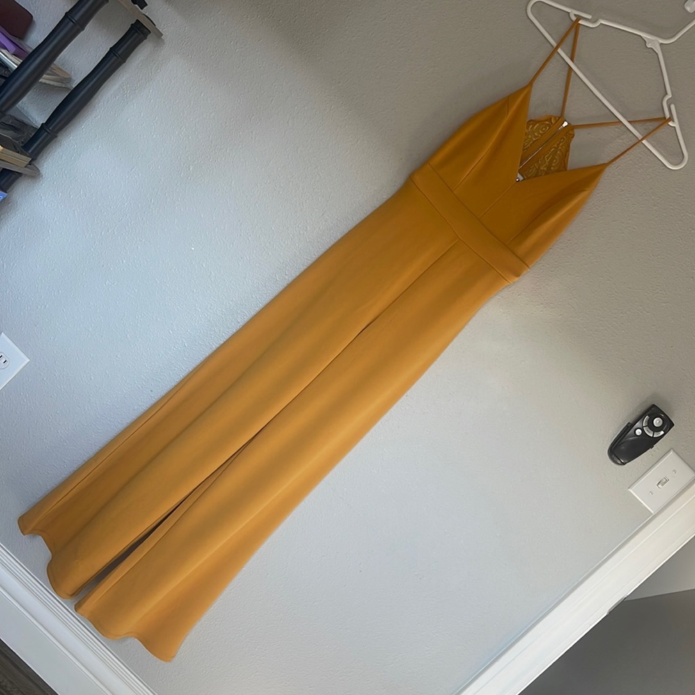 Mustard Yellow Lace Zip Back Pantsuit